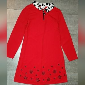 Girls Red Dalmation collar dress size 14 long sleeve My Michelle like new